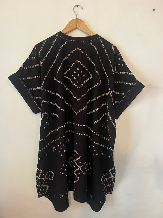 Bandhani Darkest Brown/Black Kaftan Dress(Delivery 15th OCTOBER 2025)
