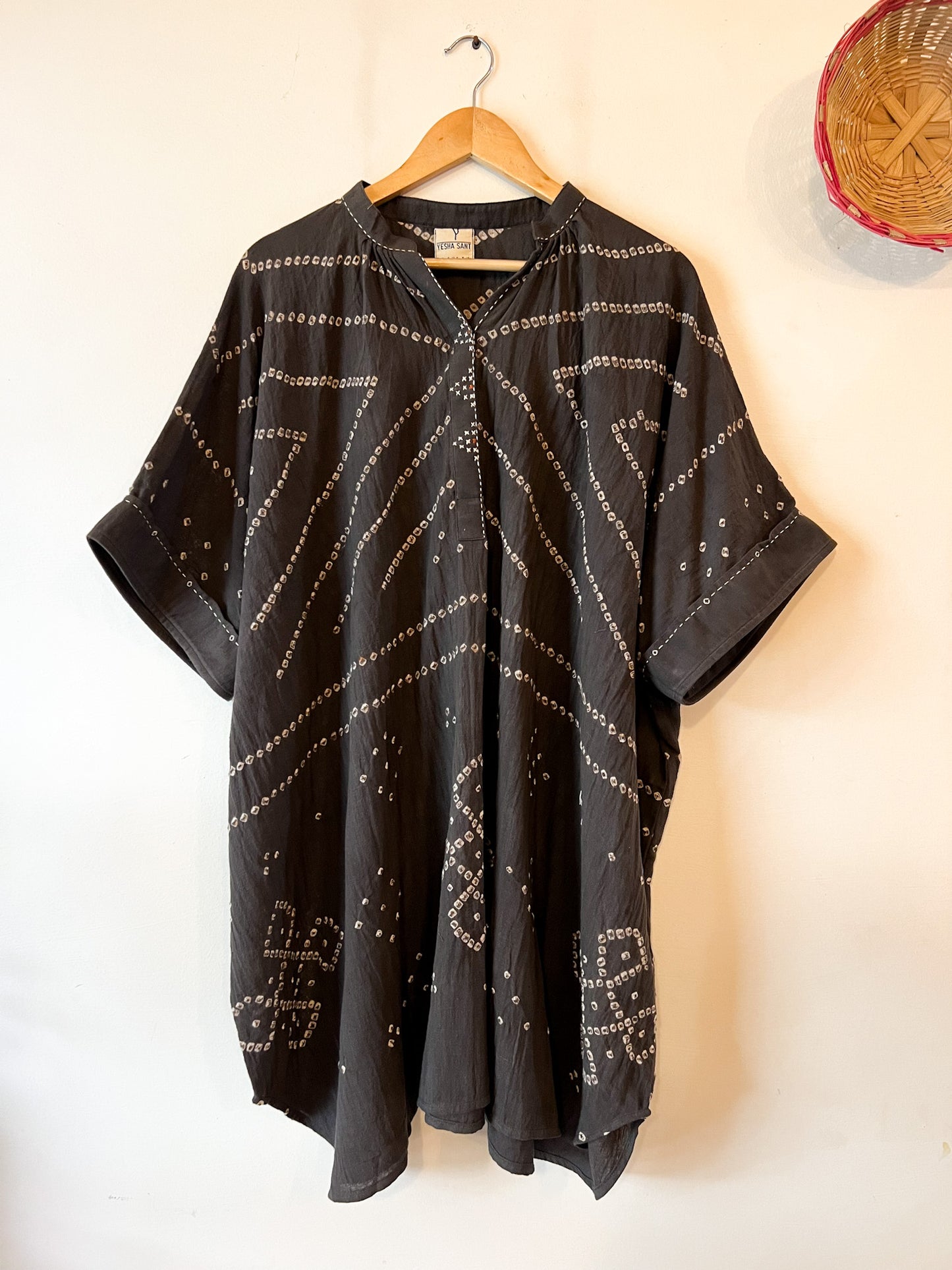 Bandhani Charcoal Kaftan Dress(Delivery 30th JULY 2025)