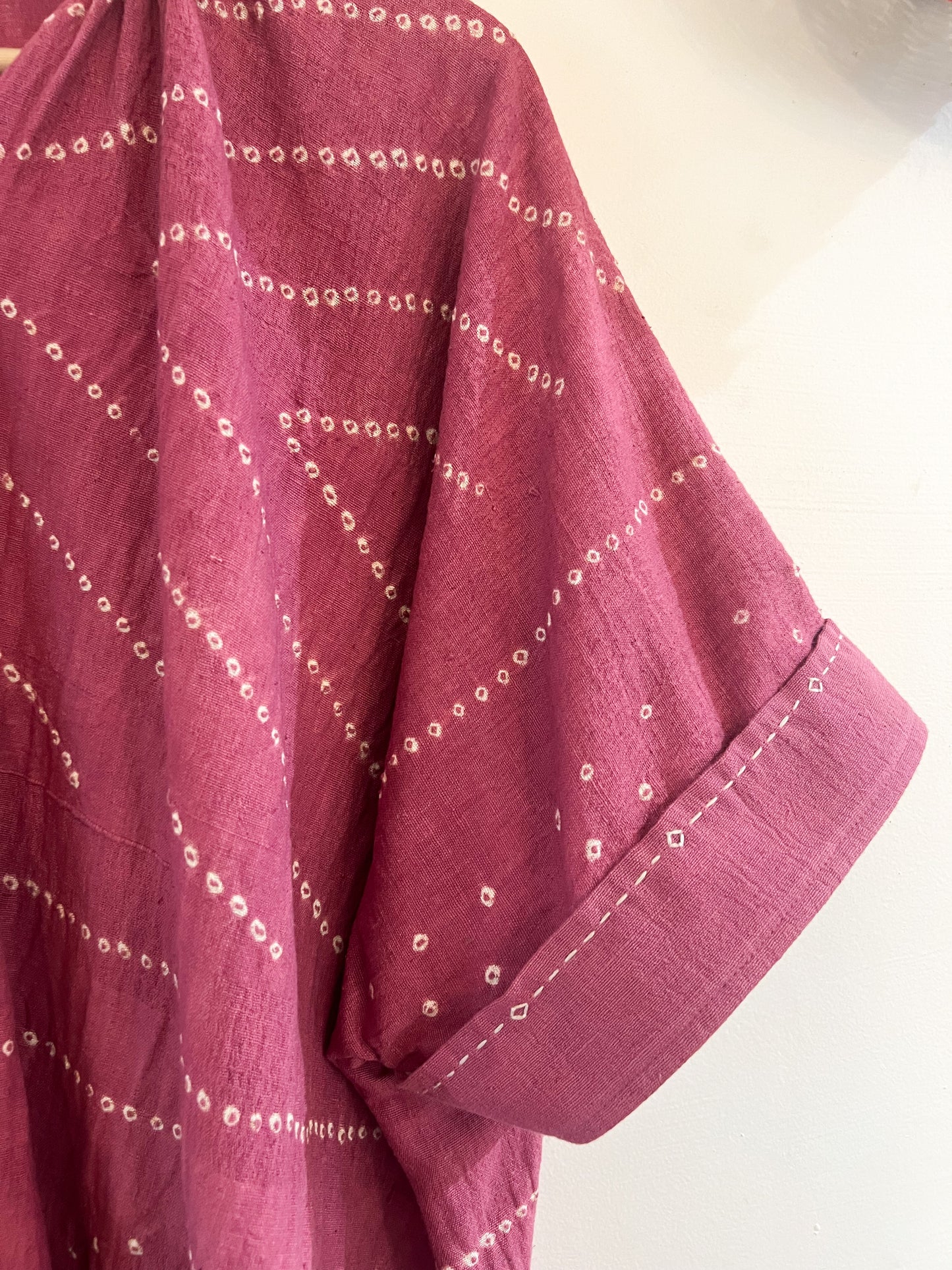 Pink Rabari Bandhani Kaftan Dress