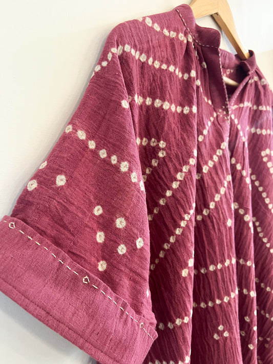 Onion Skin Pink Bandhani Kaftan Dress(Delivery 30th JULY 2025)