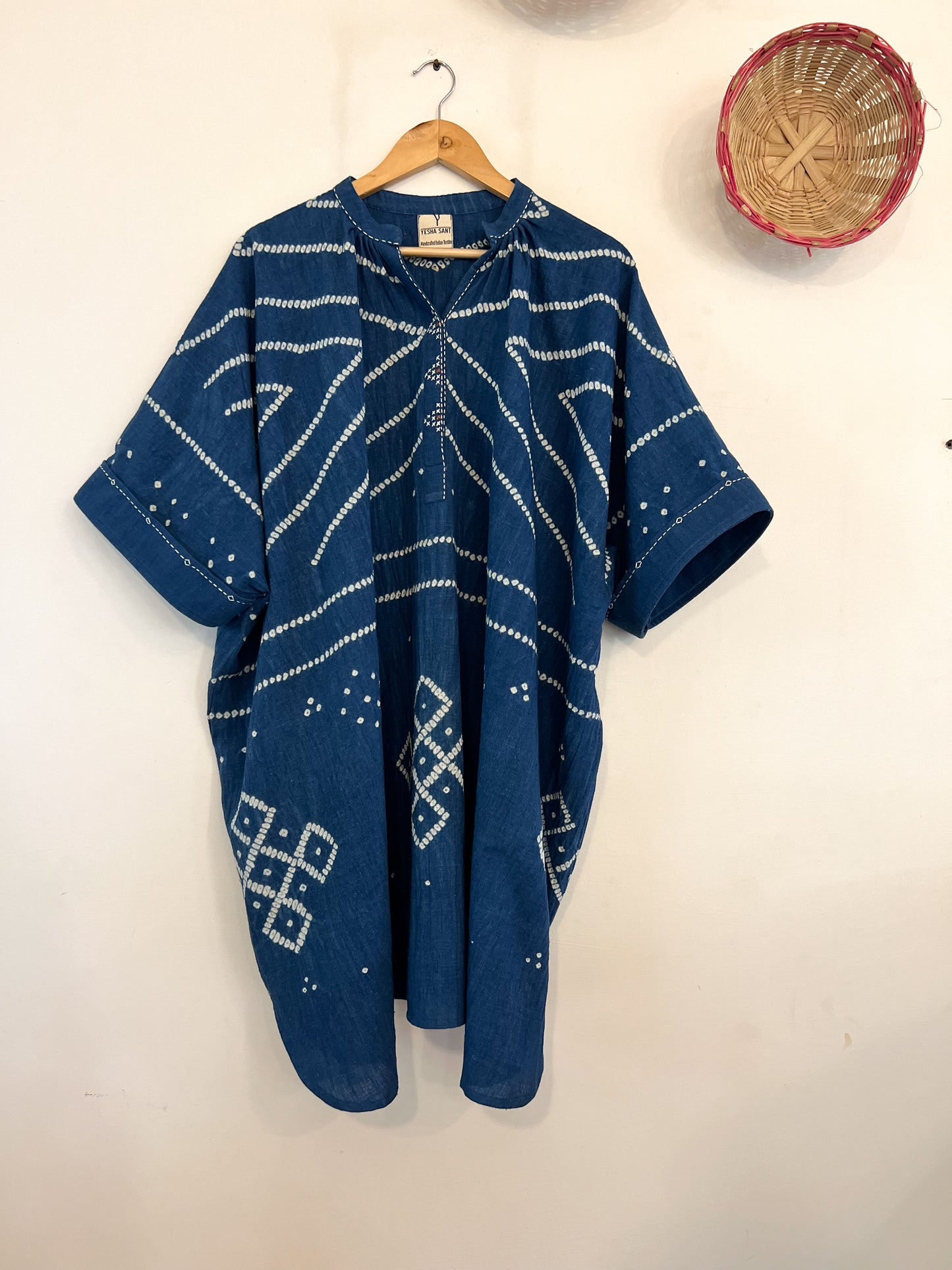 Bandhani Tattoo Indigo Kaftan Dress