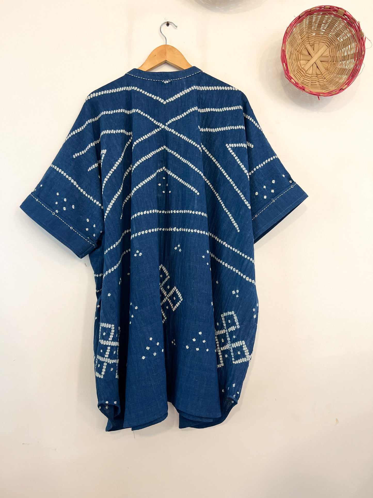 Bandhani Tattoo Indigo Kaftan Dress