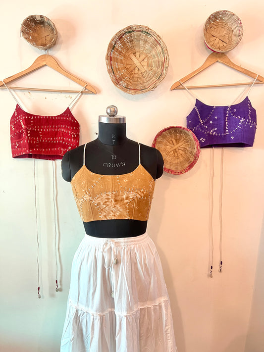 Upcycle Bandhani Back-Tie Bralette