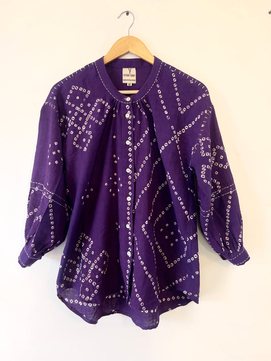 Pre-order Bandhani Tattoo Purple Boxy Top(Delivery 30th January 2026)