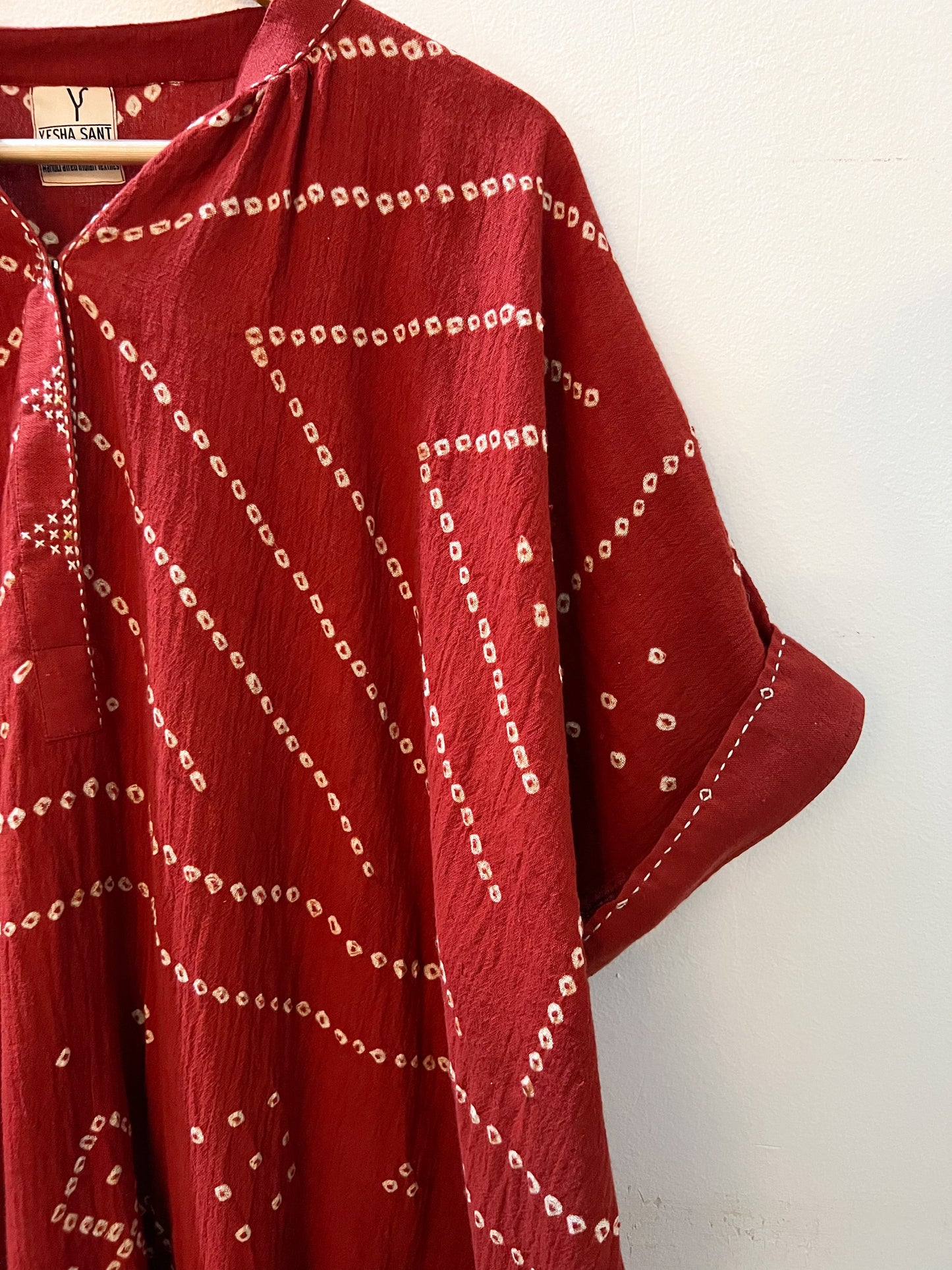 Bandhani Red Kaftan Dress (Free Size)