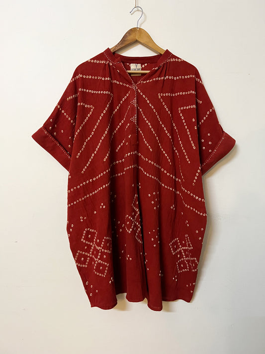 Bandhani Red Kaftan Dress (30th NOVEMBER Delivery)