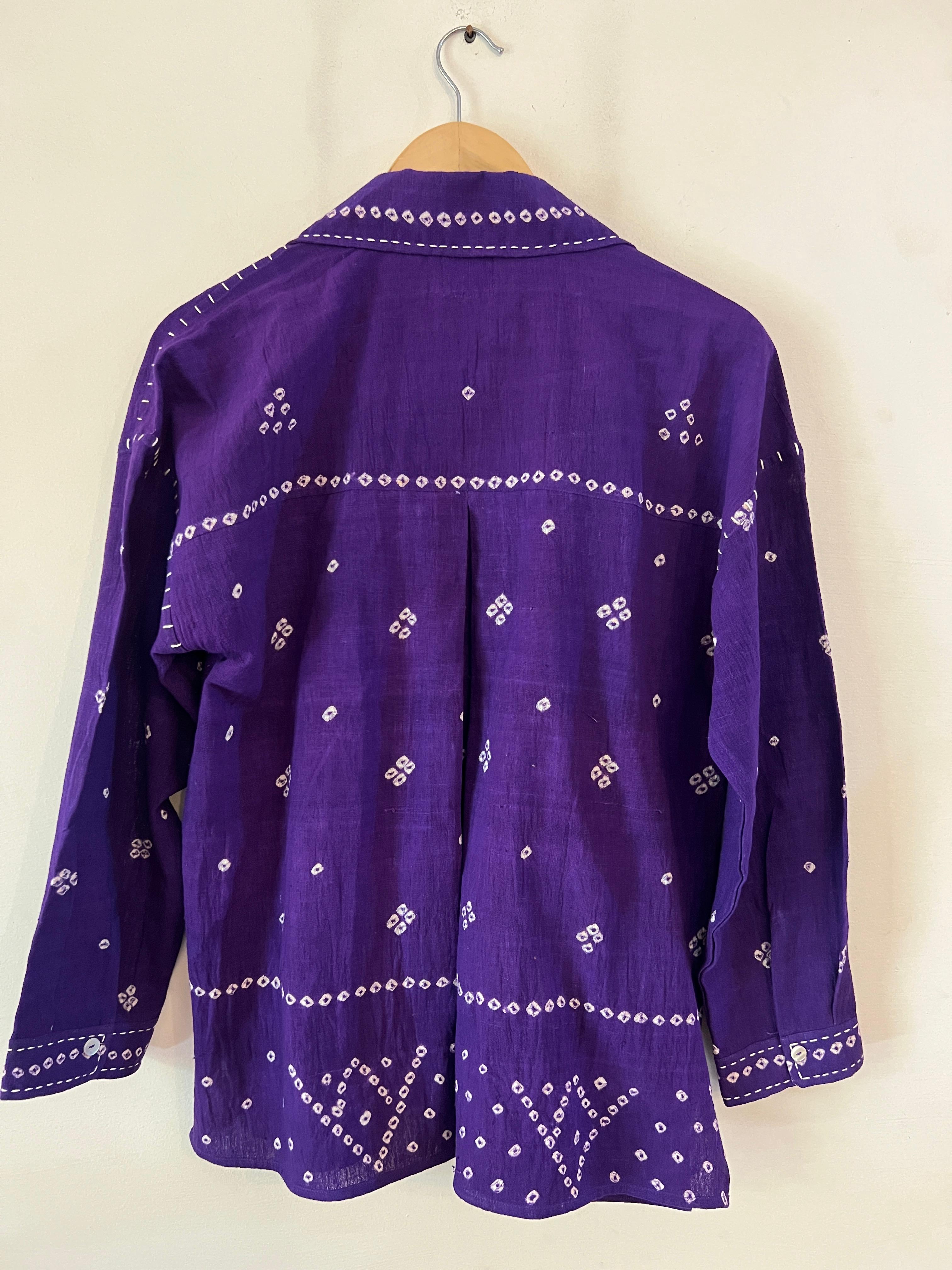 *PRE-ORDER* Bandhani Rabari Purple Drop Shoulder Boxy Fit Shirt