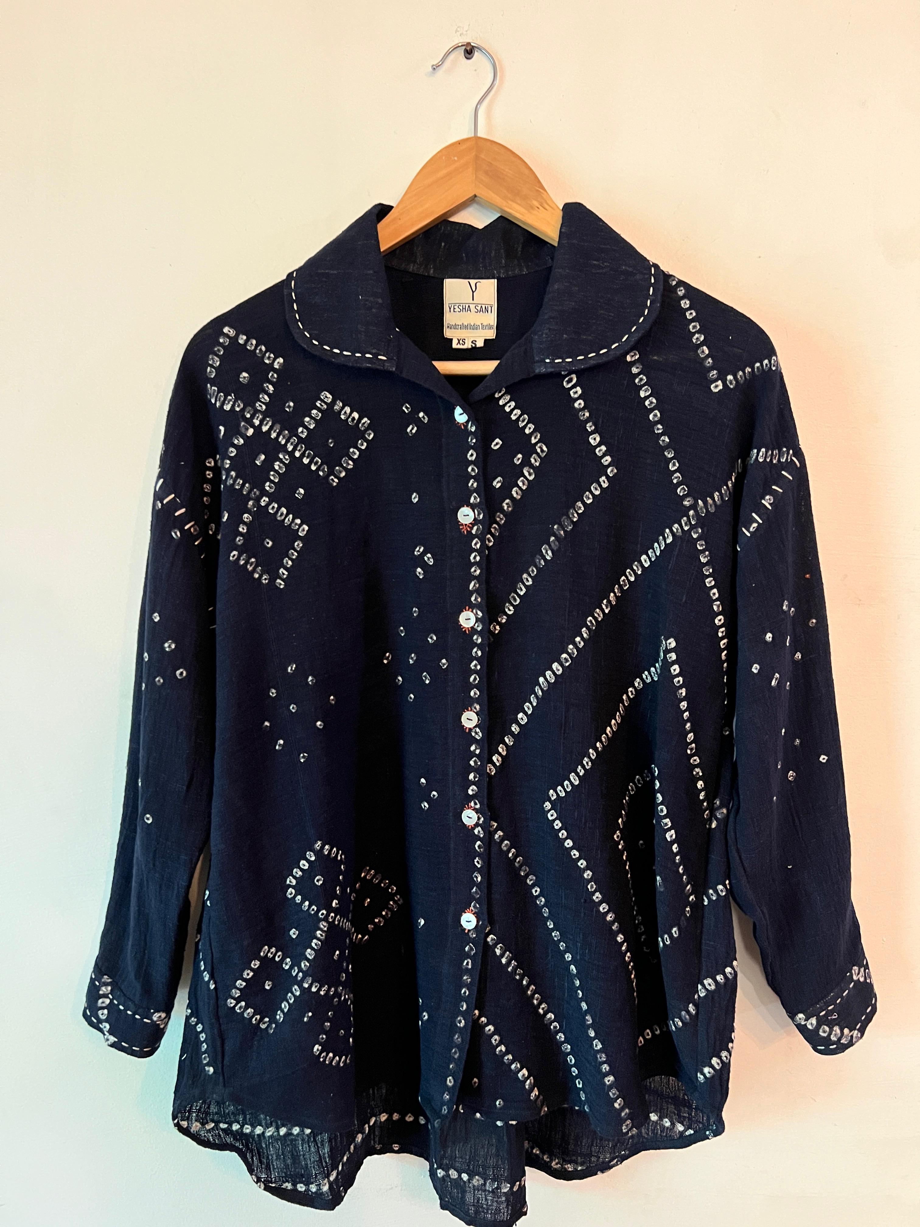 Bandhani Rabari Tattoo Midnight Blue Boxy Fit Shirt