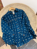 Bandhani Wool Turquoise Boxy Shirt