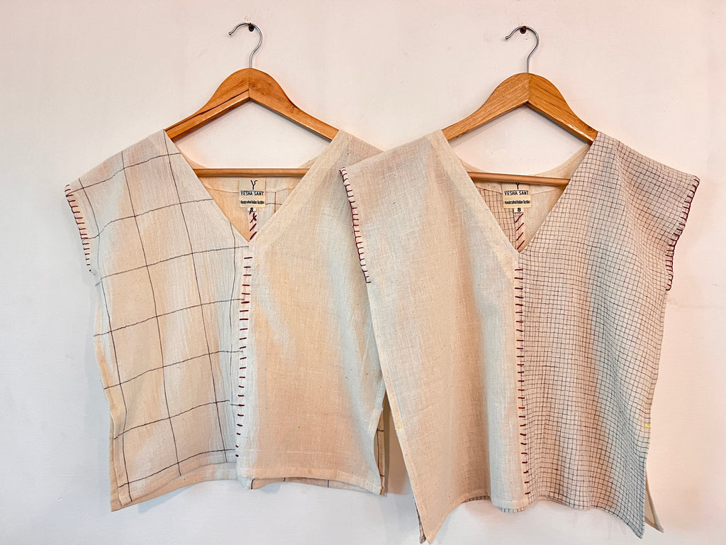 Upcycle Organic Big Checks Boxy Top