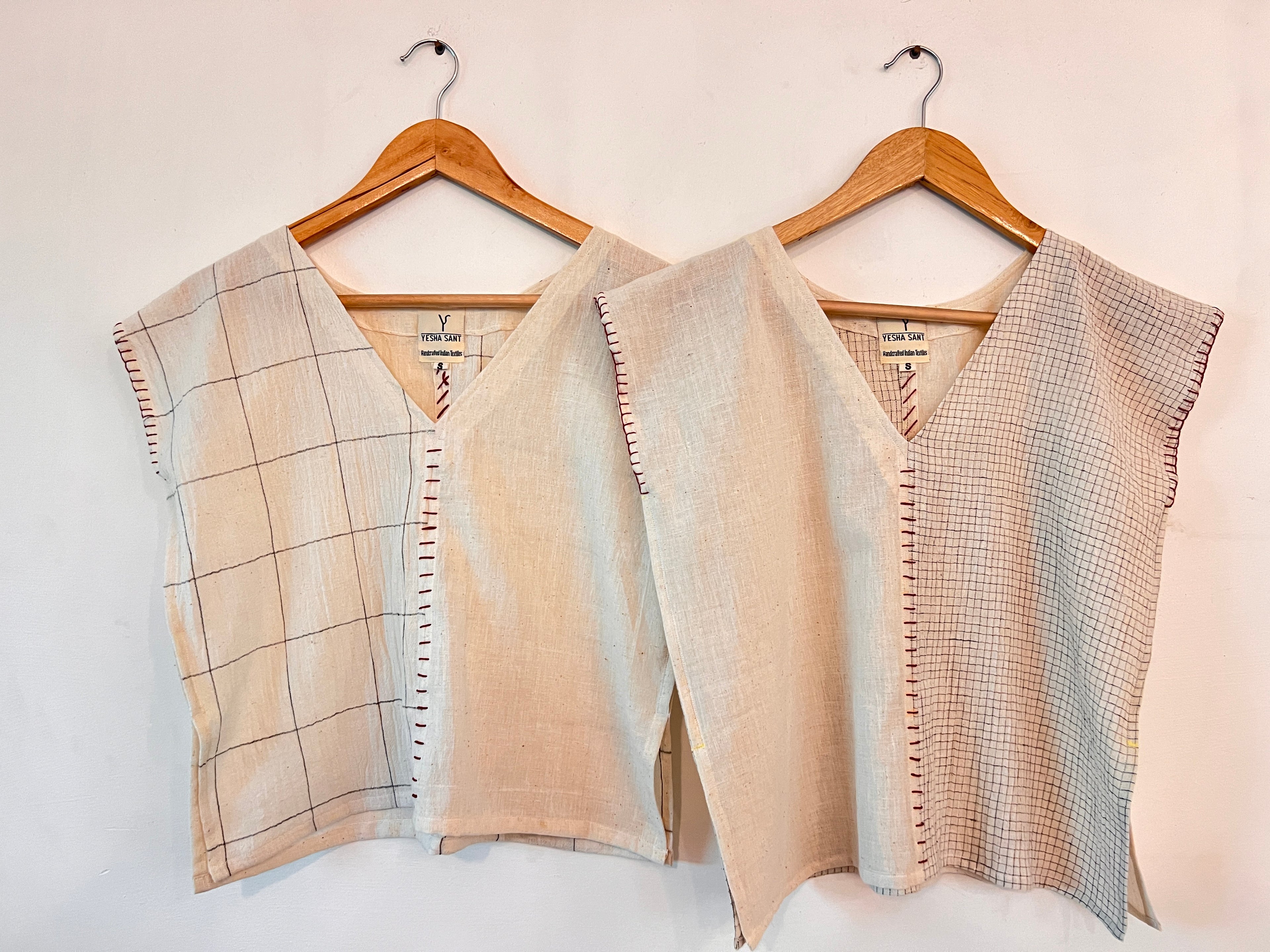 Upcycle Organic Big Checks Boxy Top