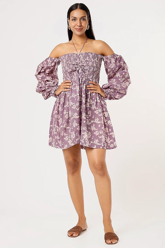Lilac Batik Square String Dress
