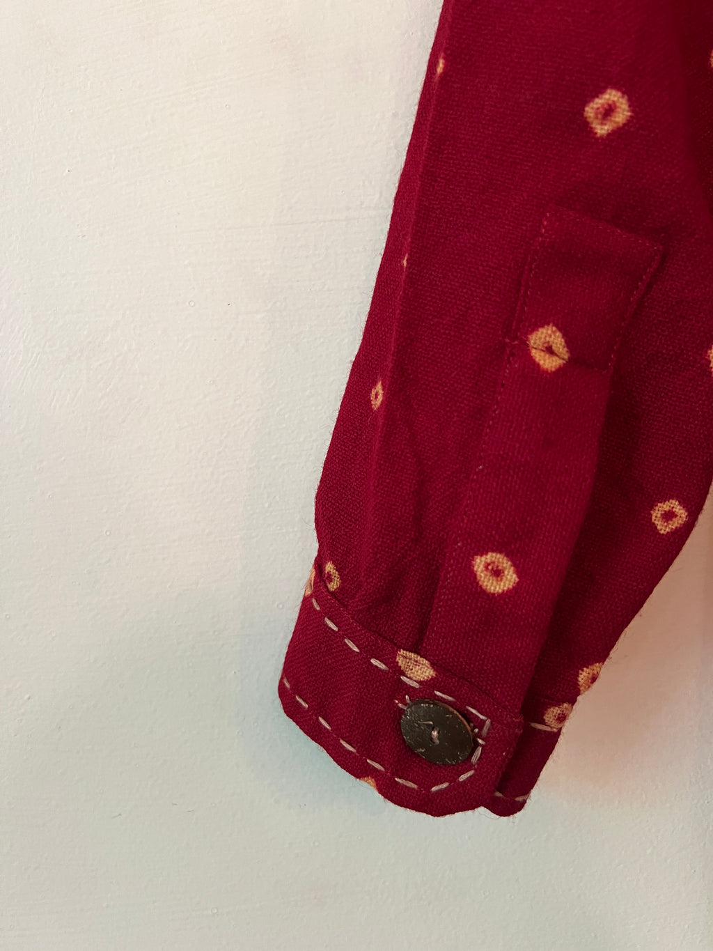 Bandhani Wool Red Boxy Shirt