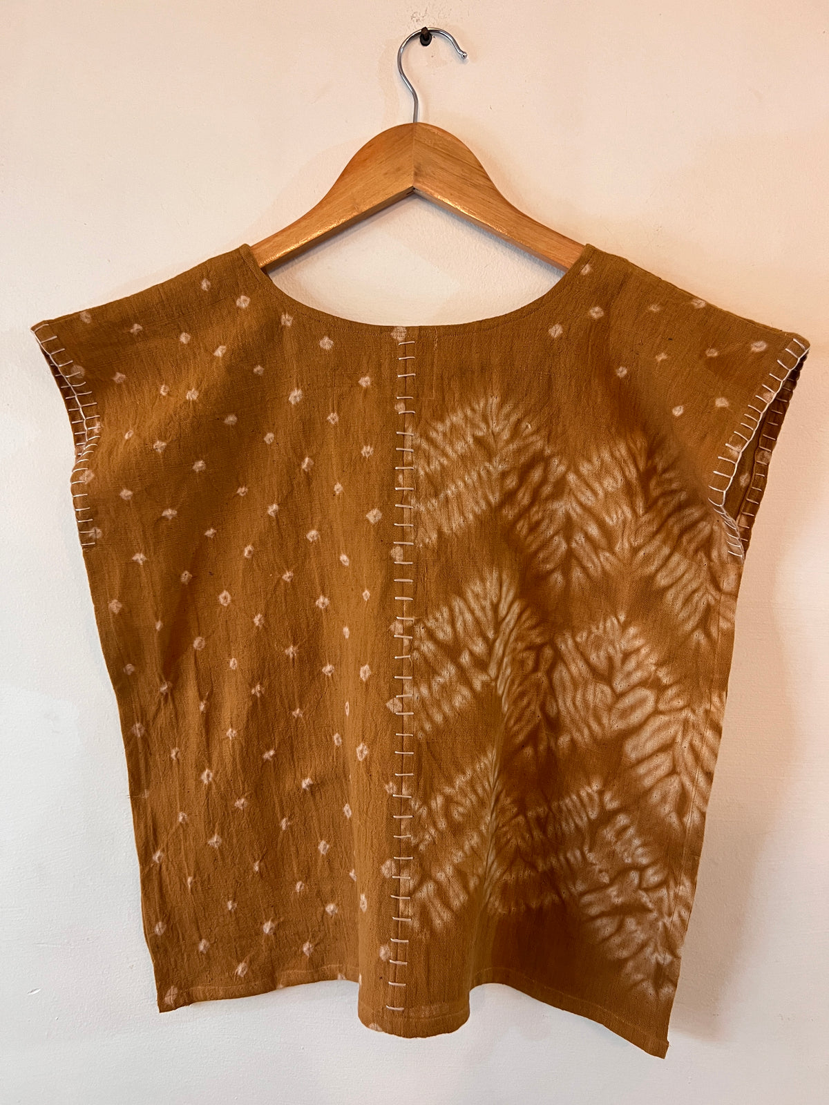 Upcycle Mustard Shibori Bandhani Boxy Top