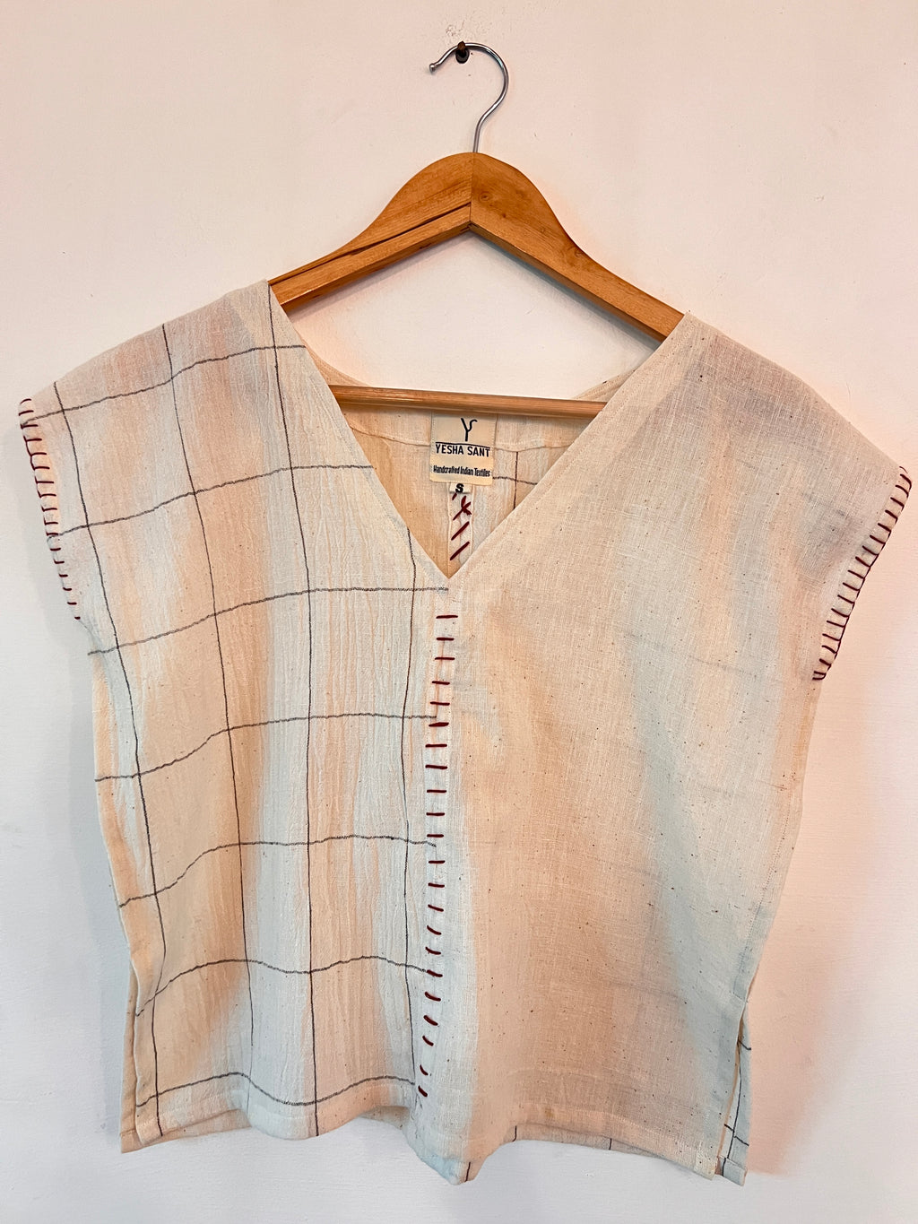Upcycle Organic Big Checks Boxy Top