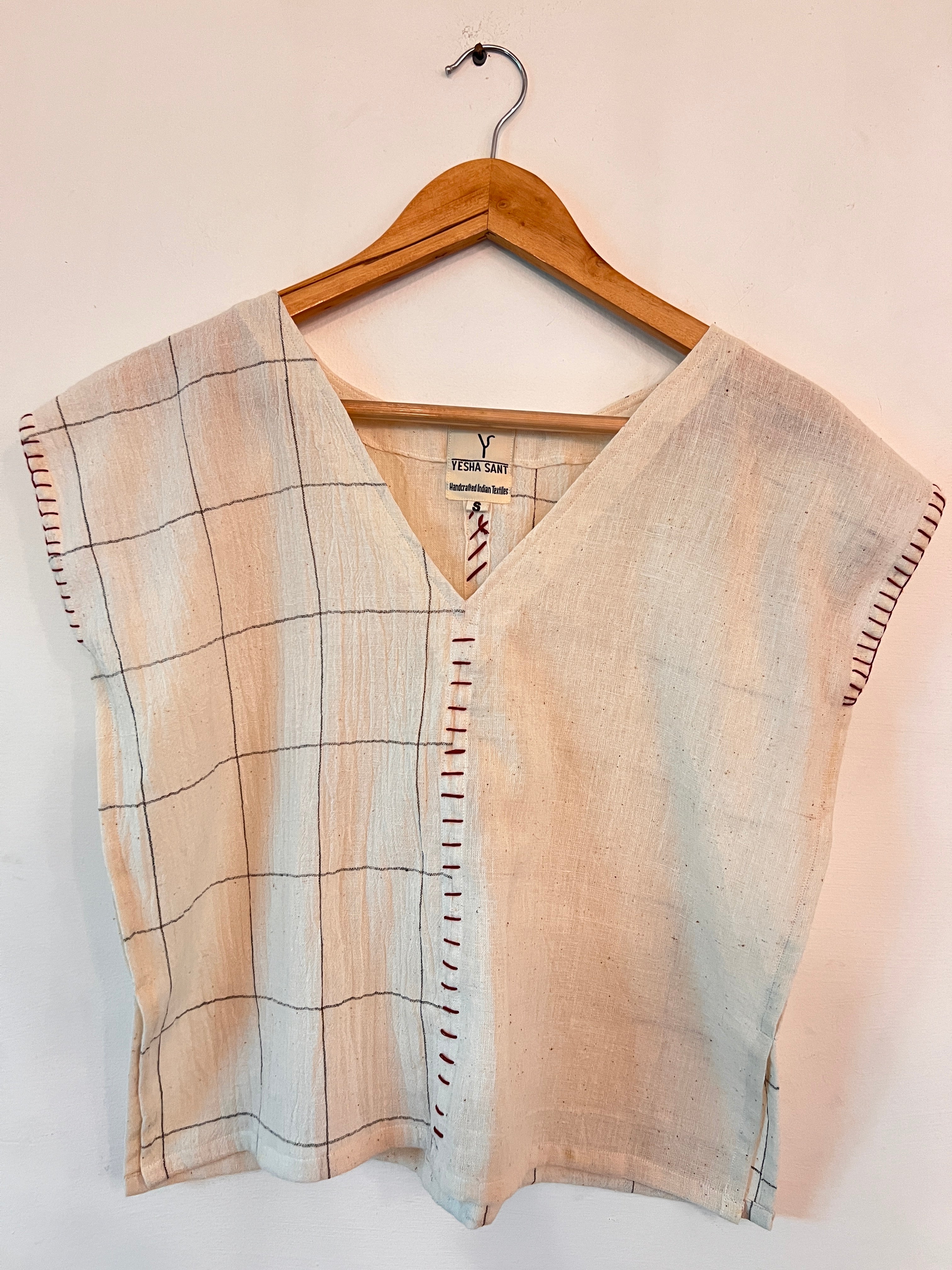 Upcycle Organic Big Checks Boxy Top