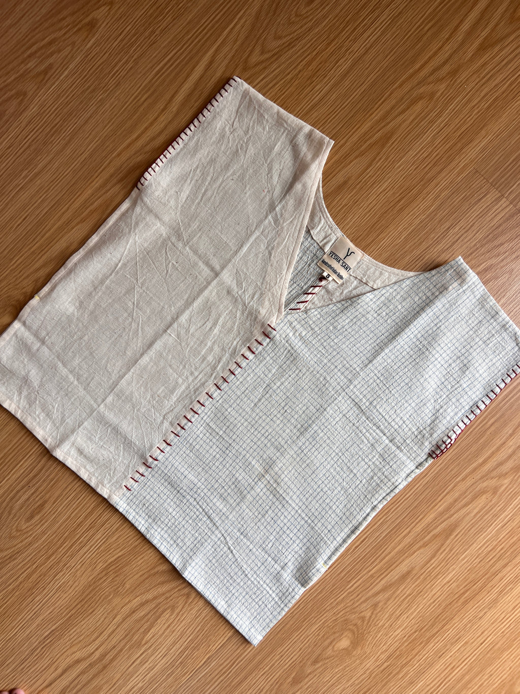 Upcycle Organic Indigo Checks Boxy Top