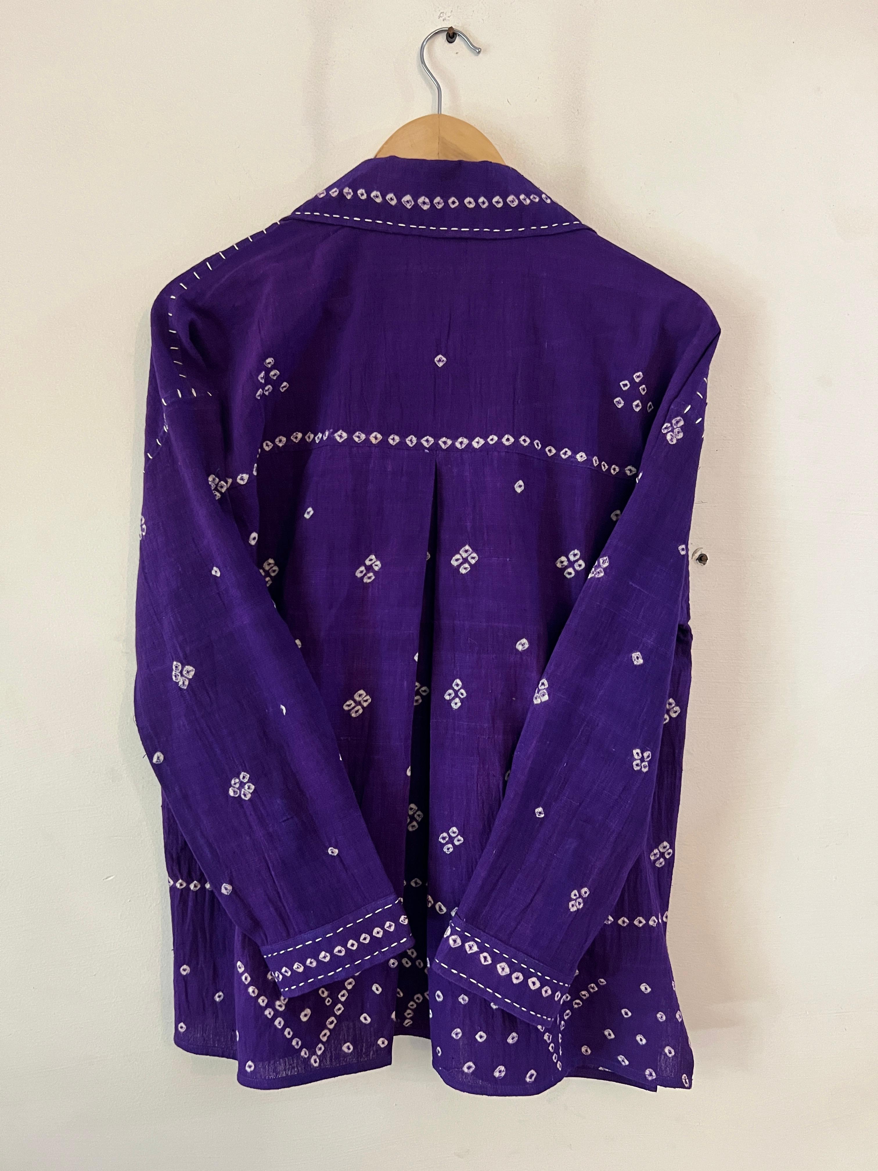 Bandhani Rabari Purple Drop Shoulder Boxy Fit Shirt