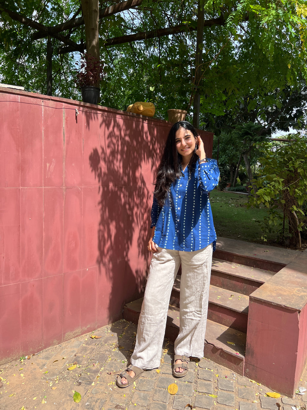 *PRE-ORDER* Bandhani Indigo Stripes Cotton Boxy Fit Shirt