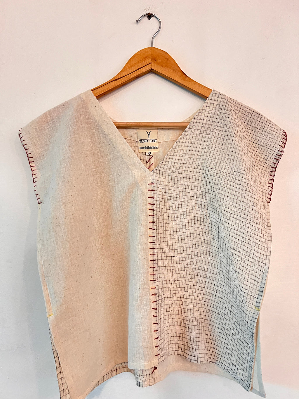Upcycle Organic Tiny Checks Boxy Top