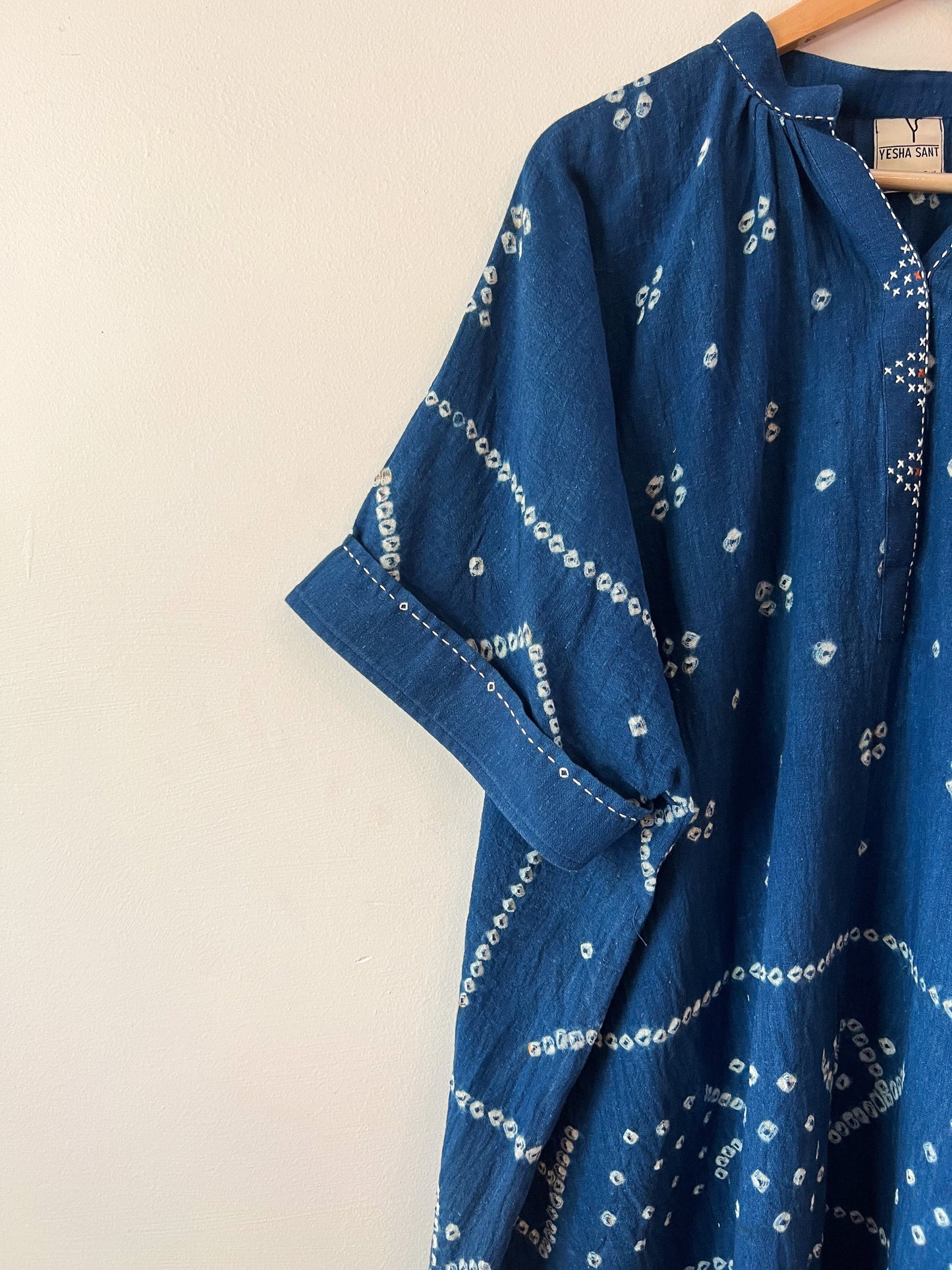 Bandhani Indigo Kaftan Dress