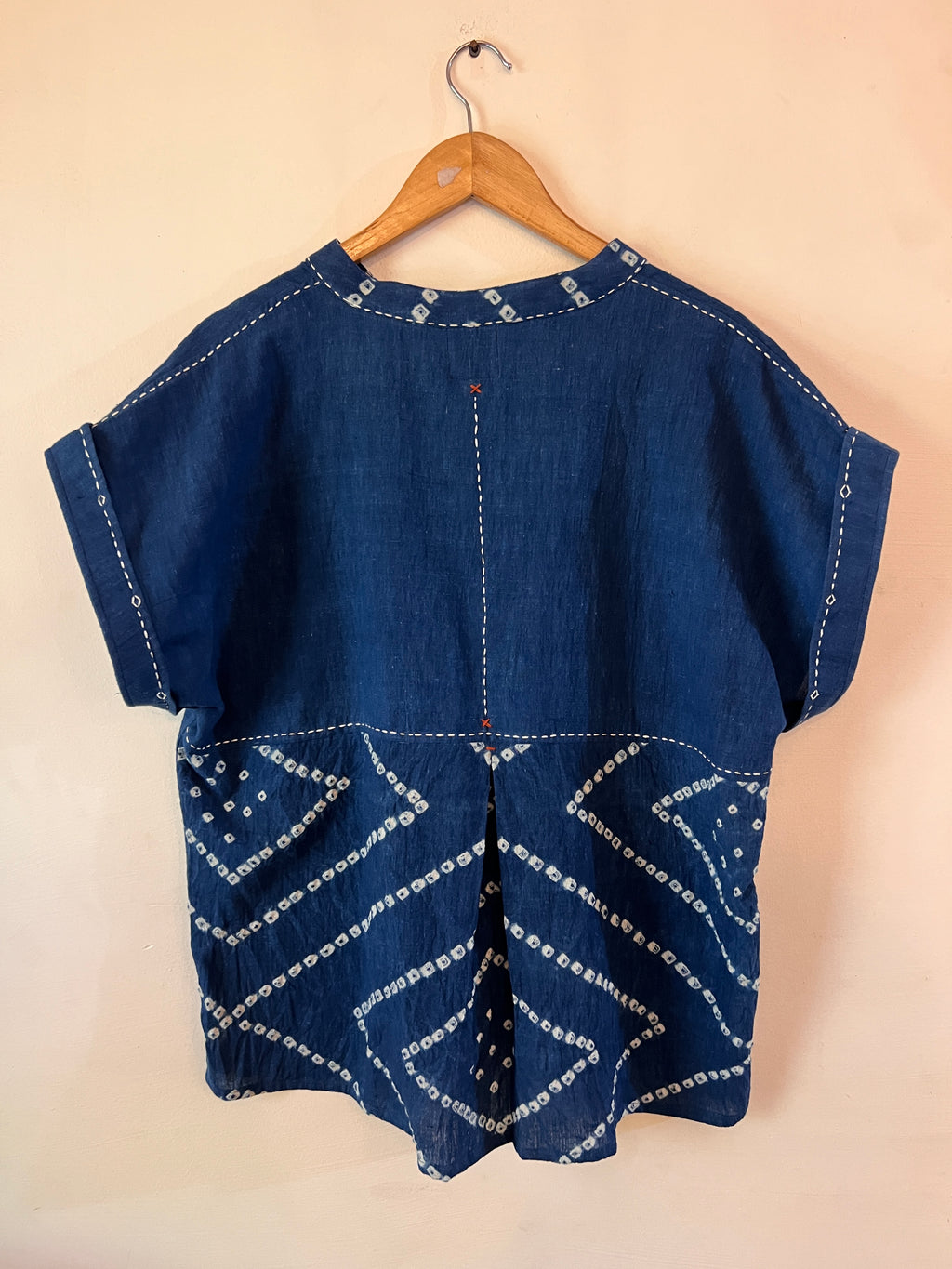 Bandhani Indigo Kaftan Top & Mirror Shorts Co-ord Set