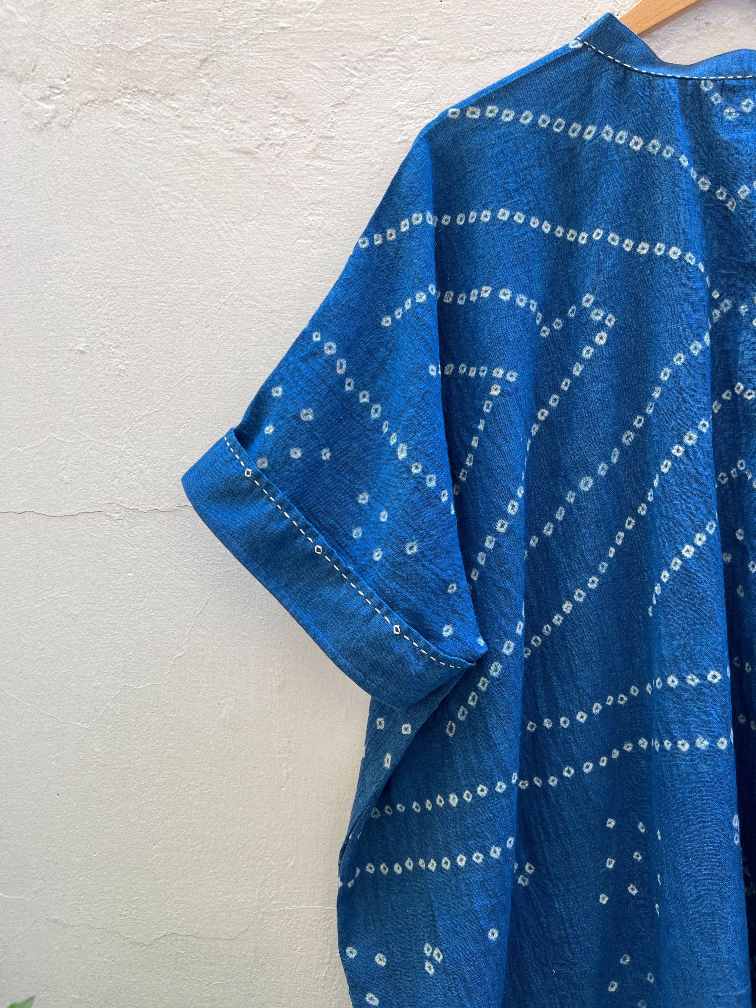 Bandhani Tattoo Indigo Kaftan Dress