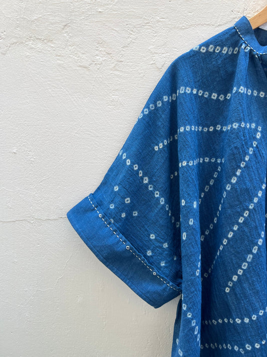 Bandhani Tattoo Indigo Kaftan Dress(15th October Delivery)
