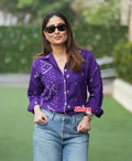 *PRE-ORDER* Bandhani Rabari Purple Drop Shoulder Boxy Fit Shirt