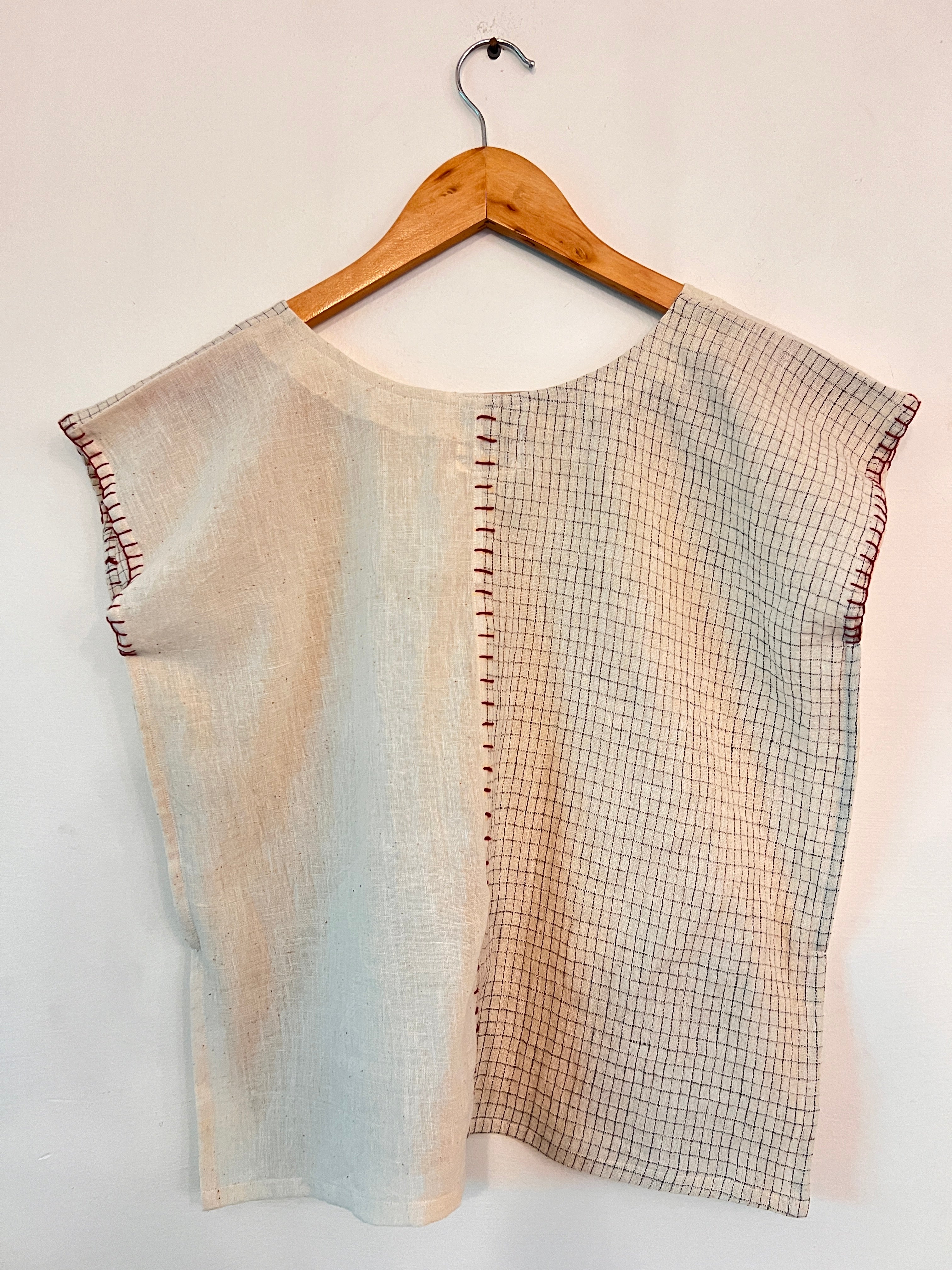 Upcycle Organic Tiny Checks Boxy Top
