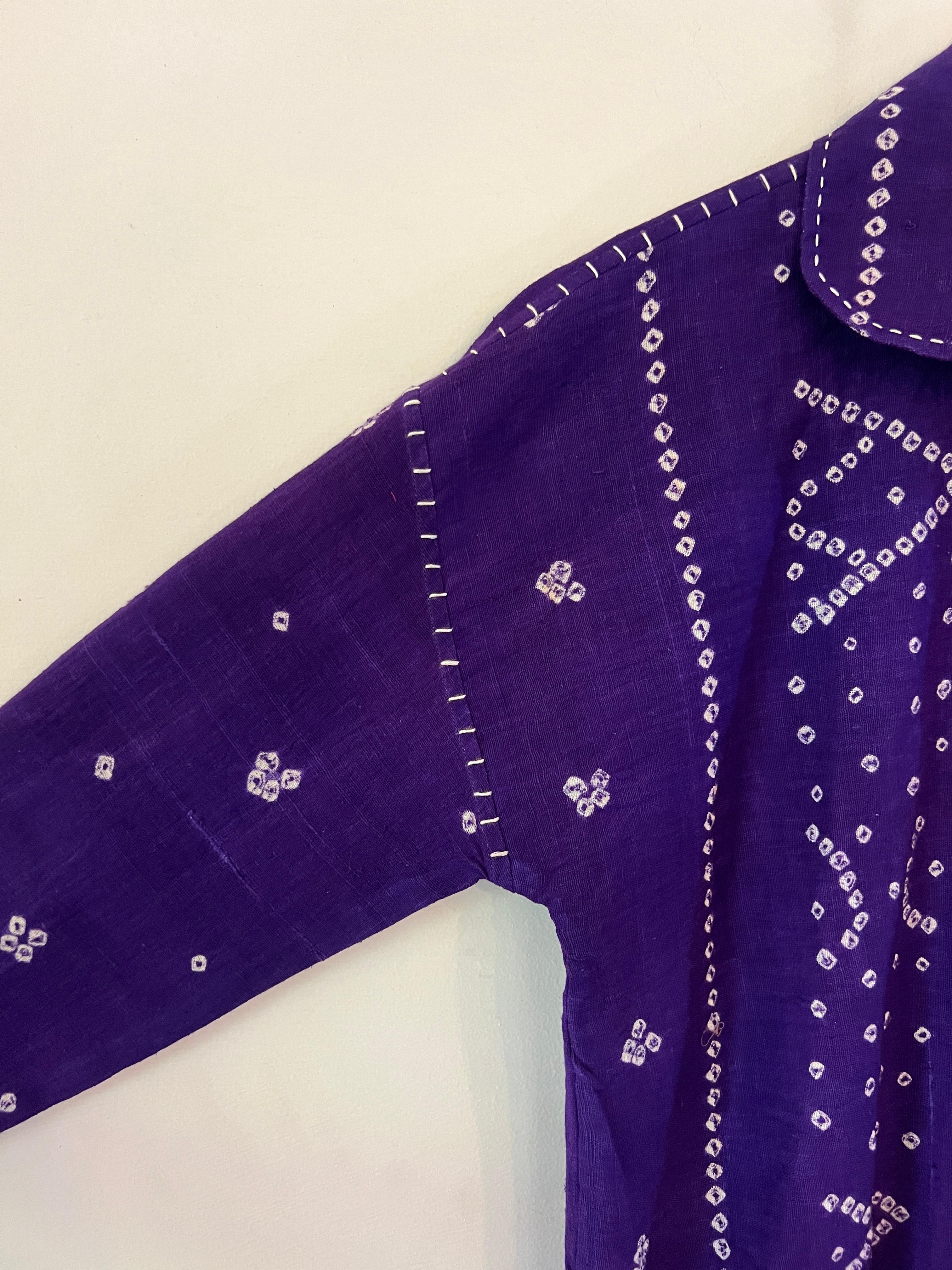 Bandhani Rabari Purple Drop Shoulder Boxy Fit Shirt