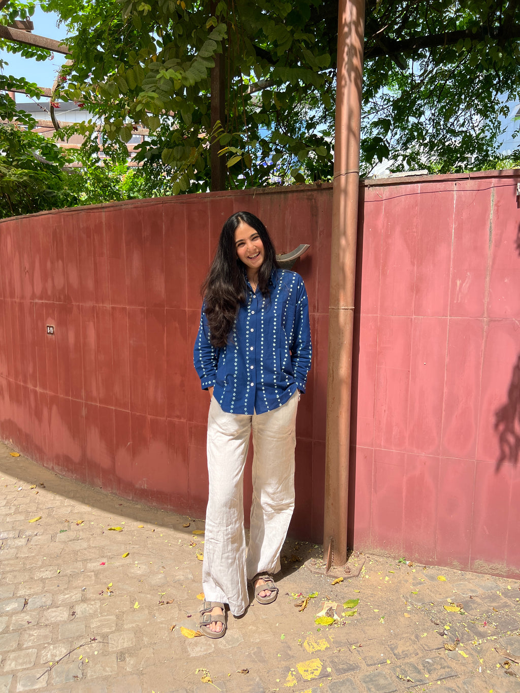 *PRE-ORDER* Bandhani Indigo Stripes Cotton Boxy Fit Shirt