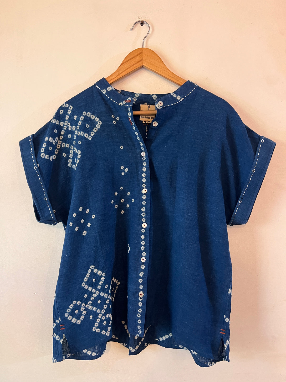 Bandhani Indigo Kaftan Top & Mirror Shorts Co-ord Set