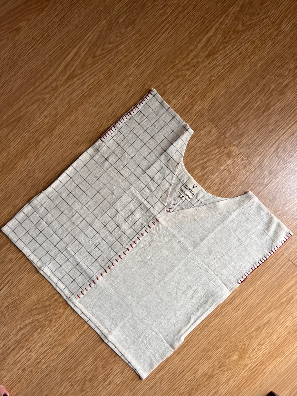 Upcycle Organic Small Checks Boxy Top