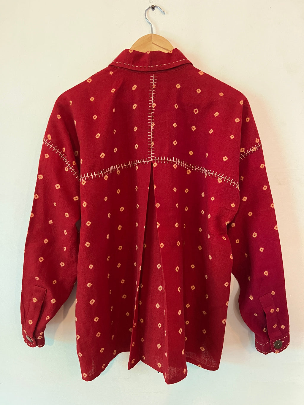Bandhani Wool Red Boxy Shirt