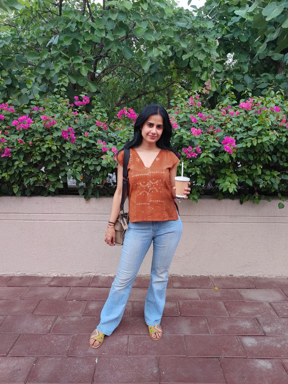 Upcycle Rust Bandhani Boxy Top