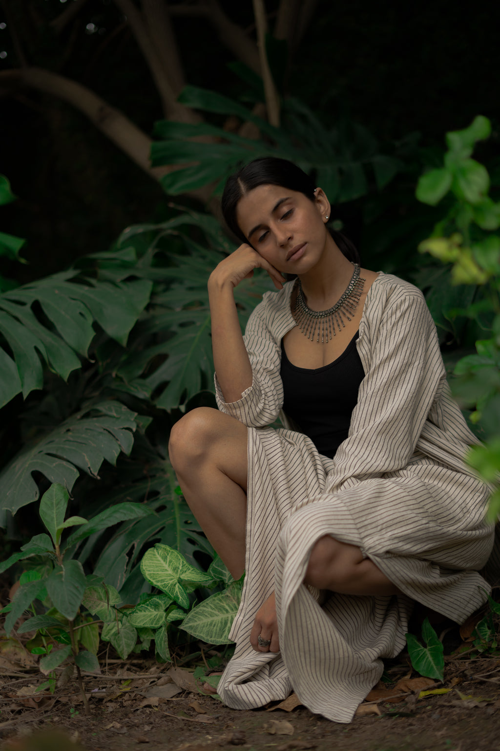 Organic Side Slit Stripes Pants