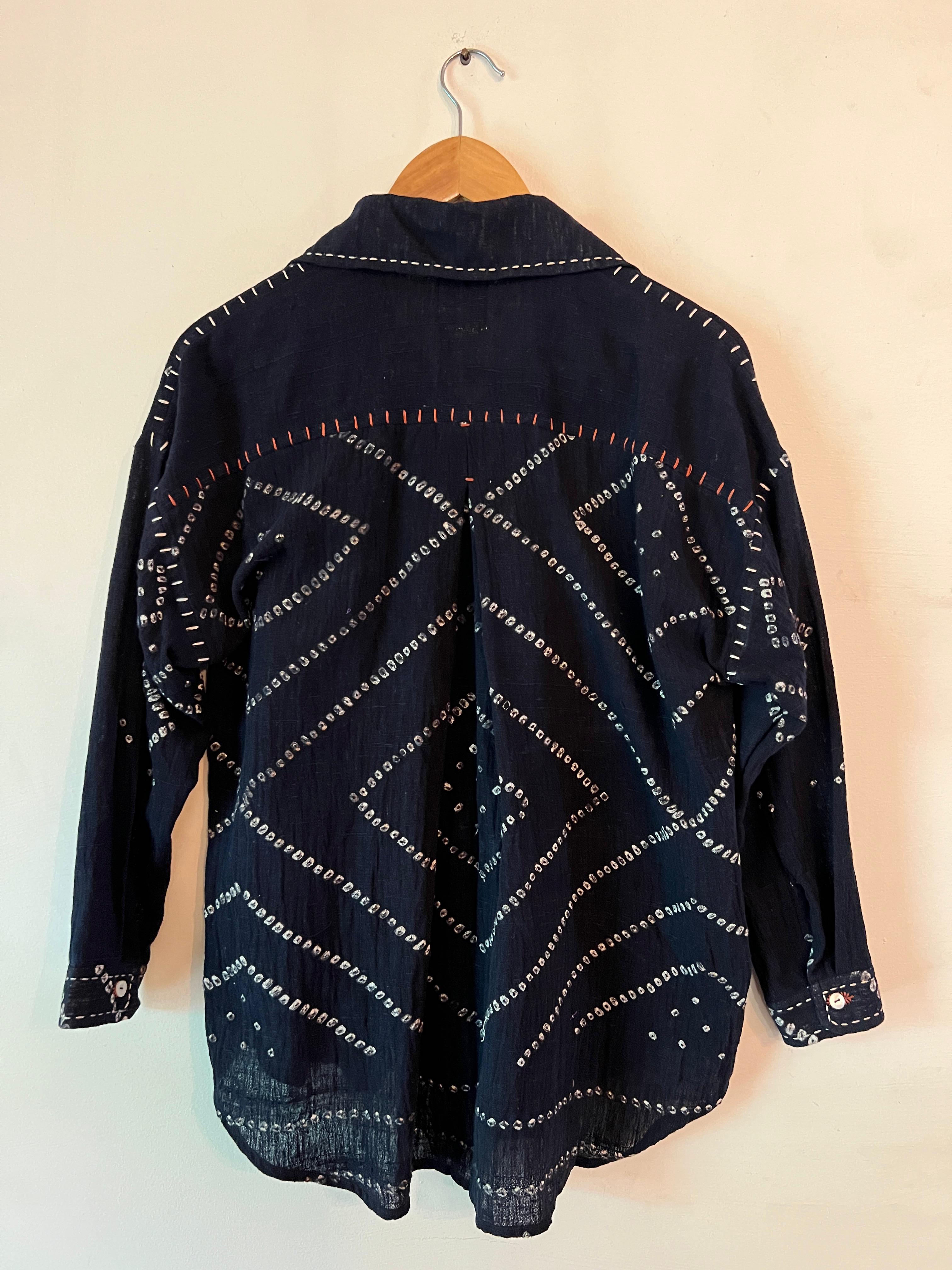 Bandhani Rabari Tattoo Midnight Blue Boxy Fit Shirt