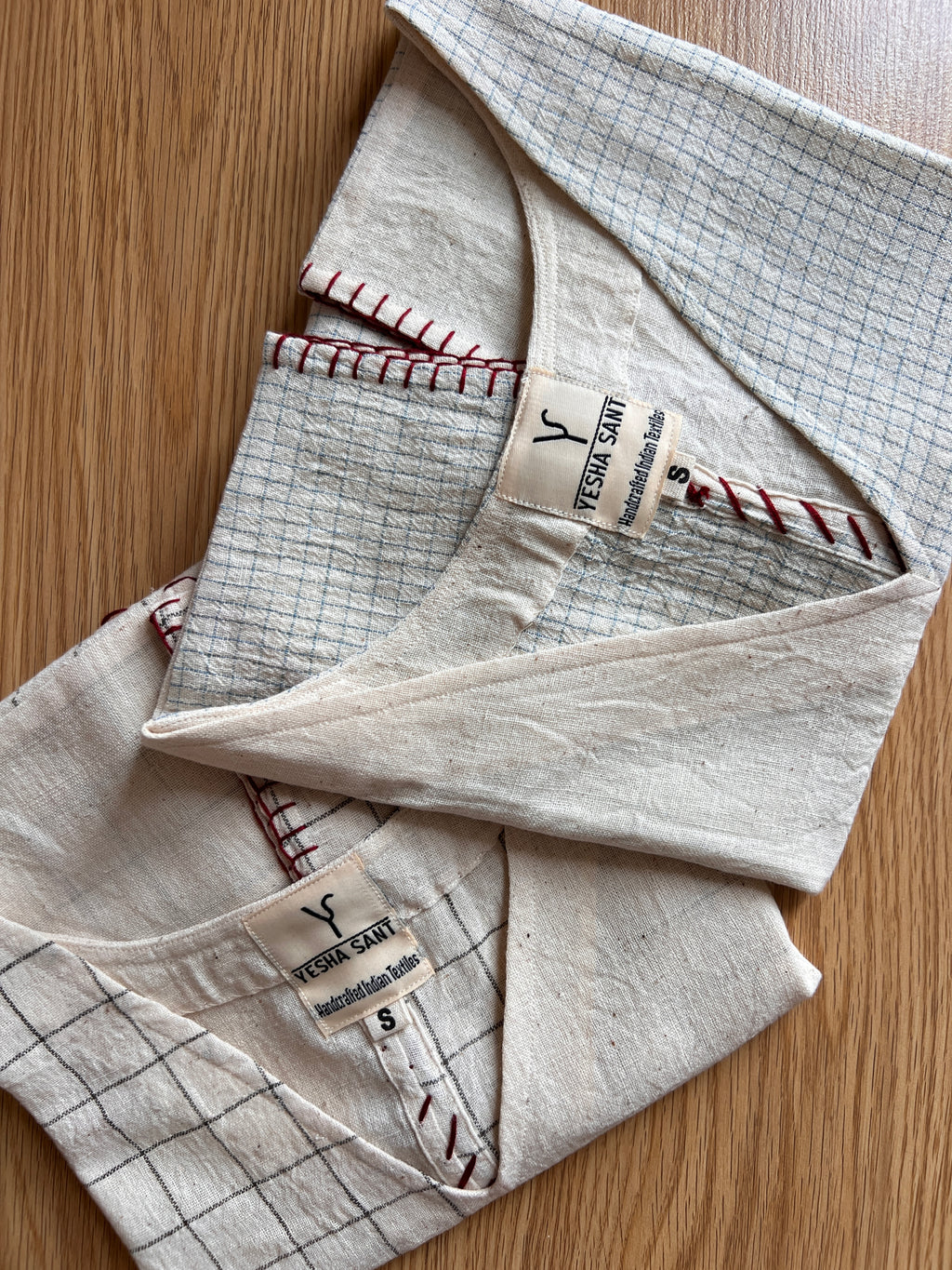 Upcycle Organic Small Checks Boxy Top