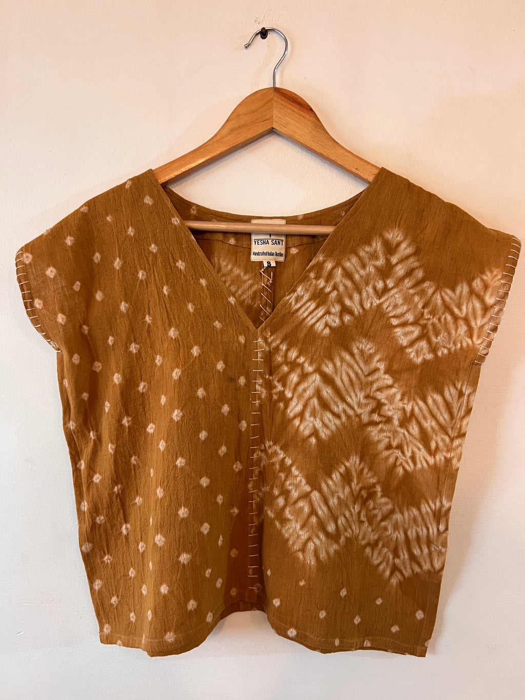 Upcycle Mustard Shibori Bandhani Boxy Top