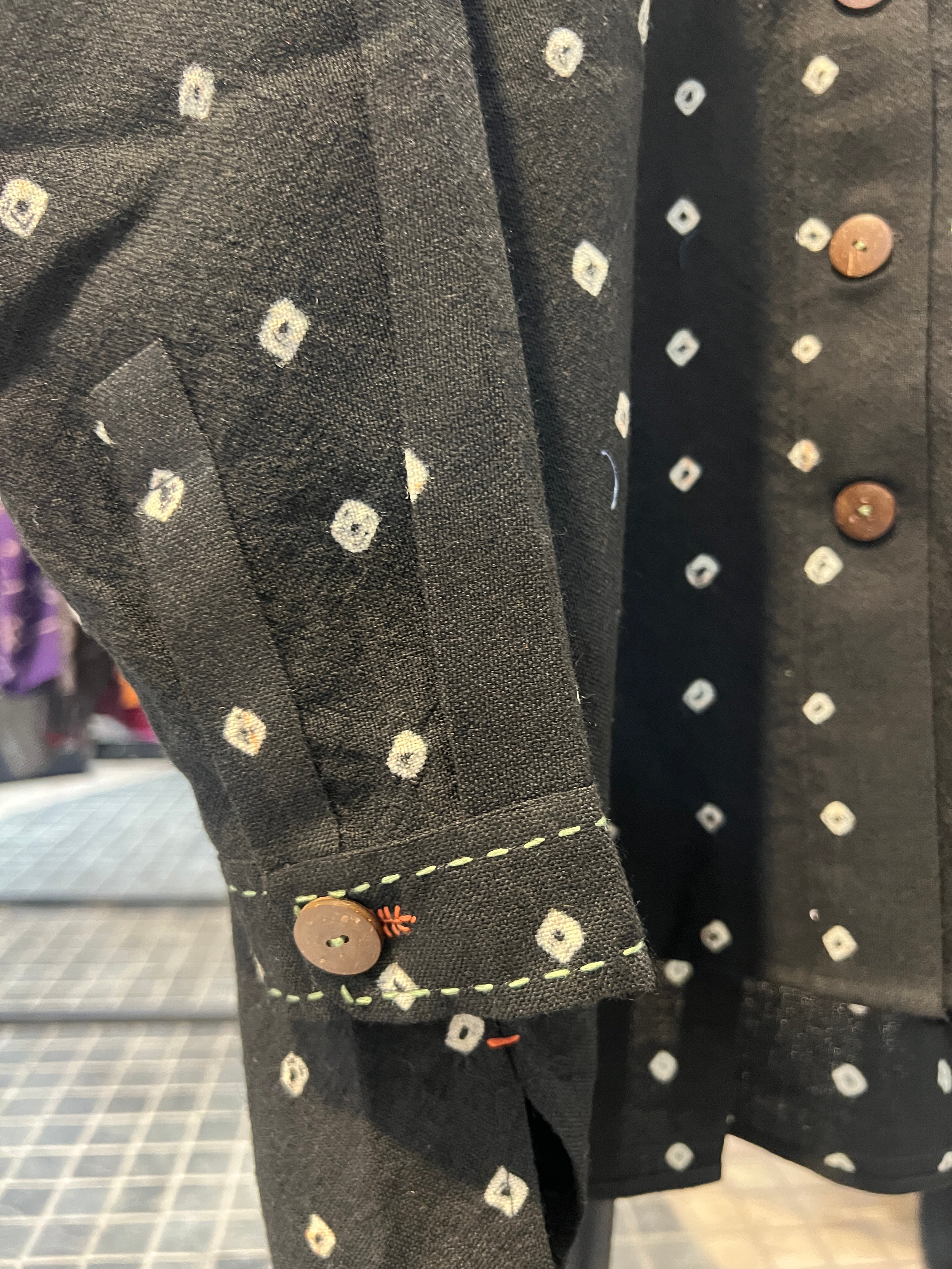 Bandhani Wool Black Boxy Shirt