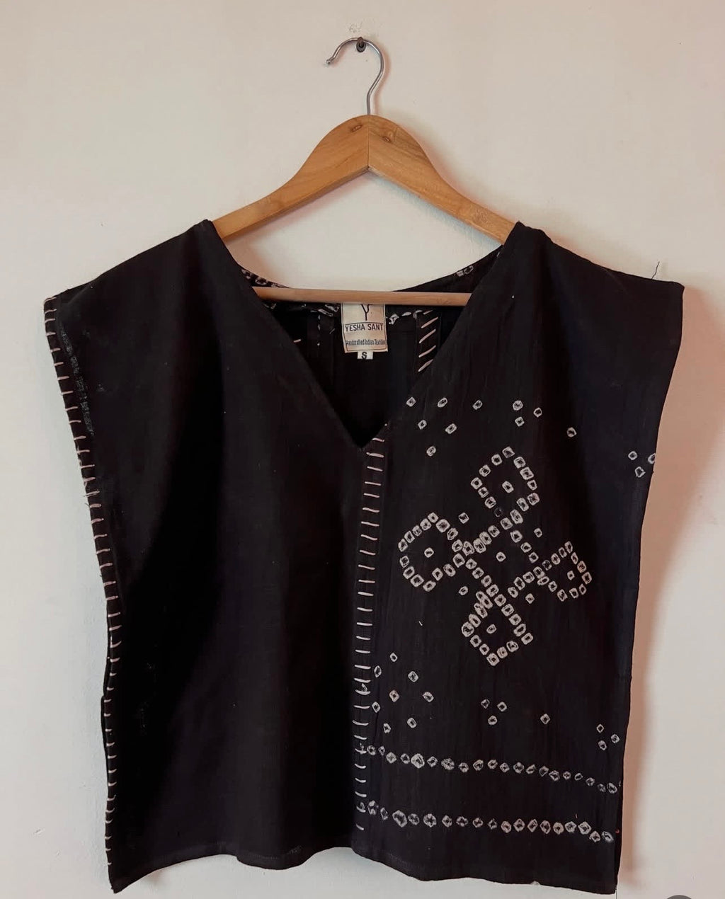 Upcycle Black Bandhani Boxy Top