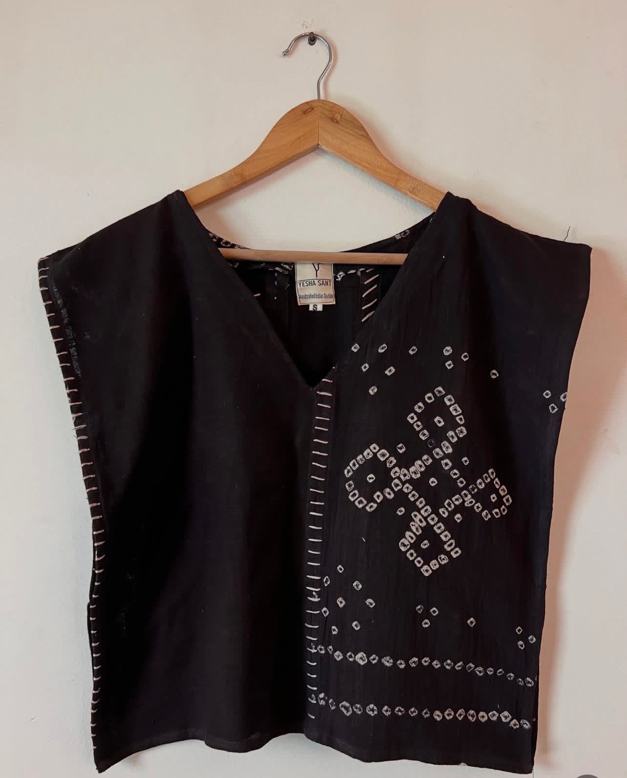 Upcycle Black Bandhani Boxy Top