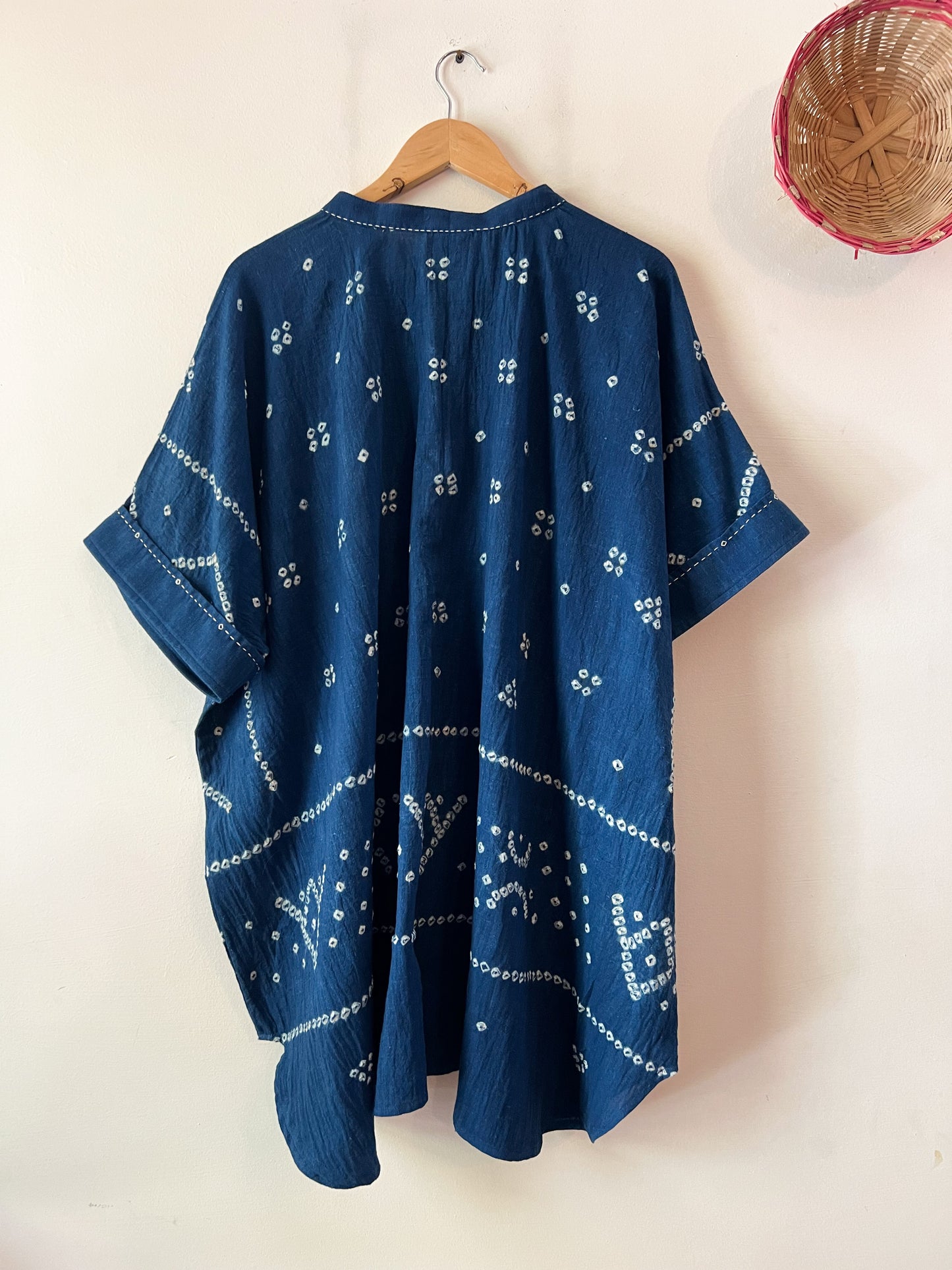 Bandhani Indigo Kaftan Dress