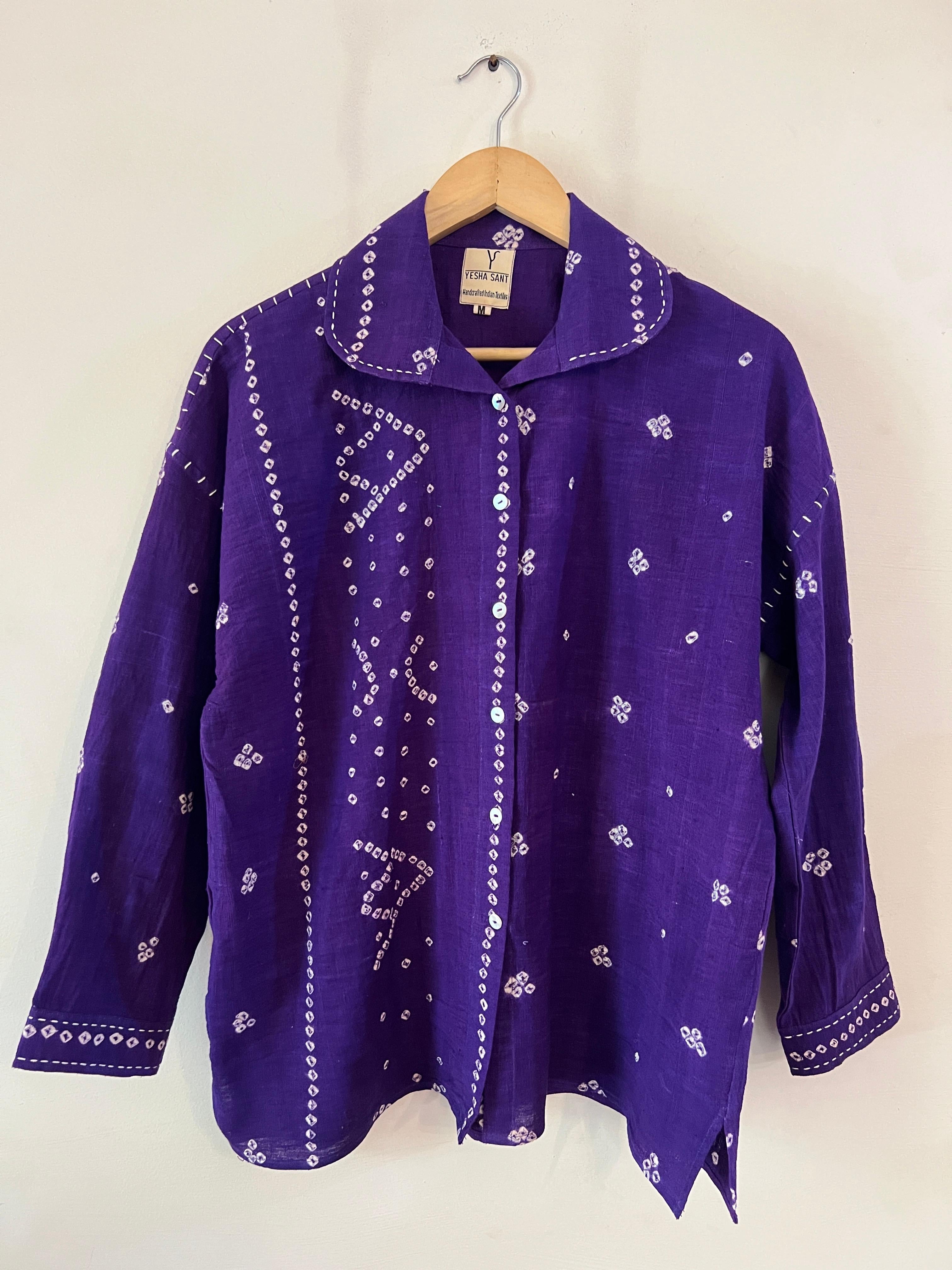 Bandhani Rabari Purple Drop Shoulder Boxy Fit Shirt