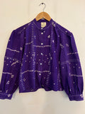 Upcycle Purple Bandhani Crop Boxy Shirt