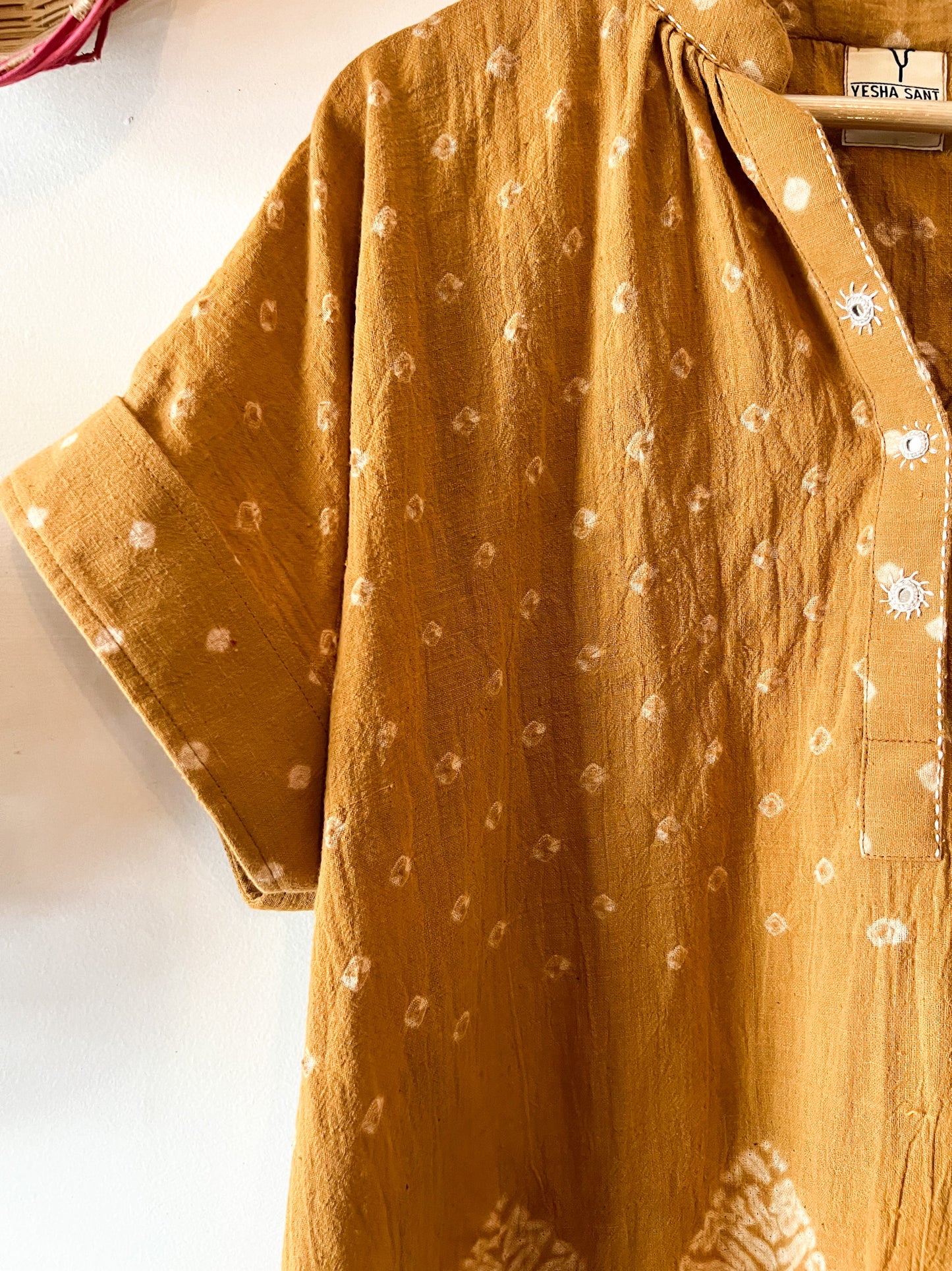 Shibori Mirror Ochre Dress (Anti-fit)