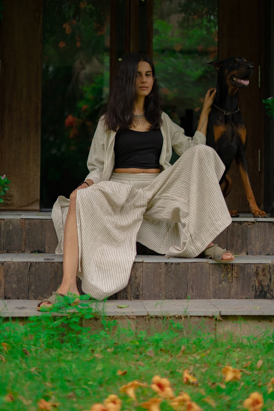 Organic Side Slit Stripes Pants