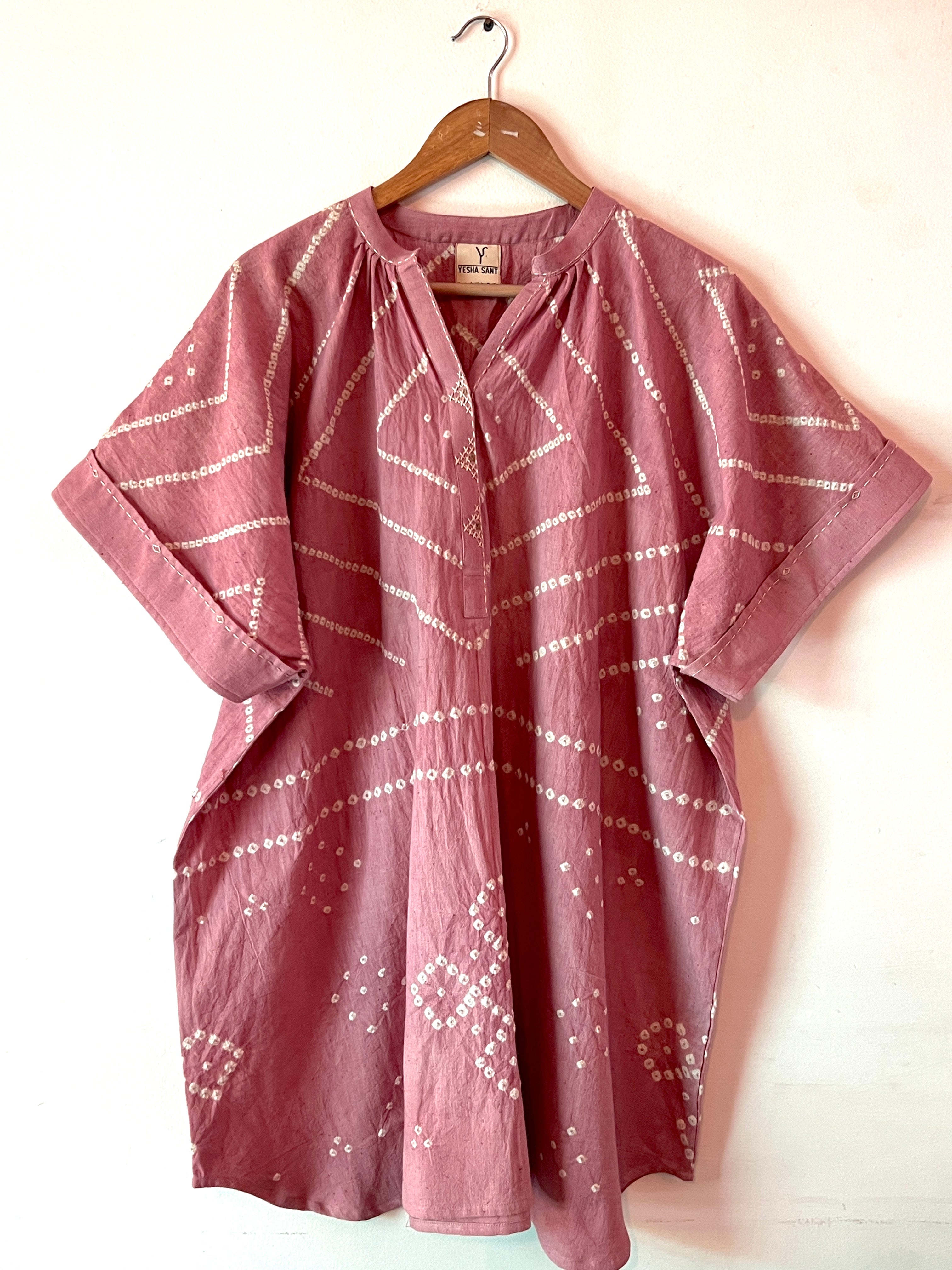 Pink Rabari Bandhani Kaftan Dress