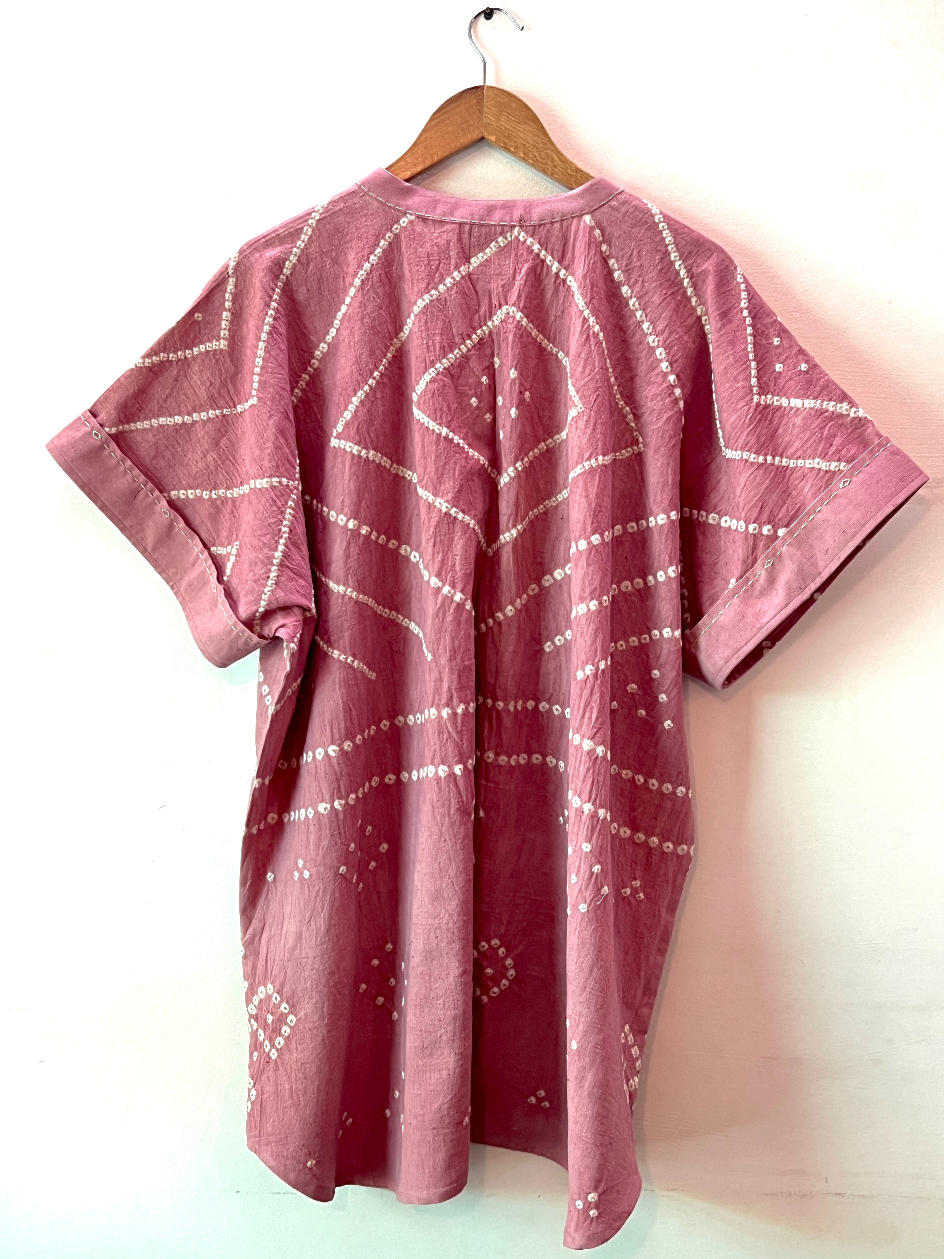 Pink Rabari Bandhani Kaftan Dress
